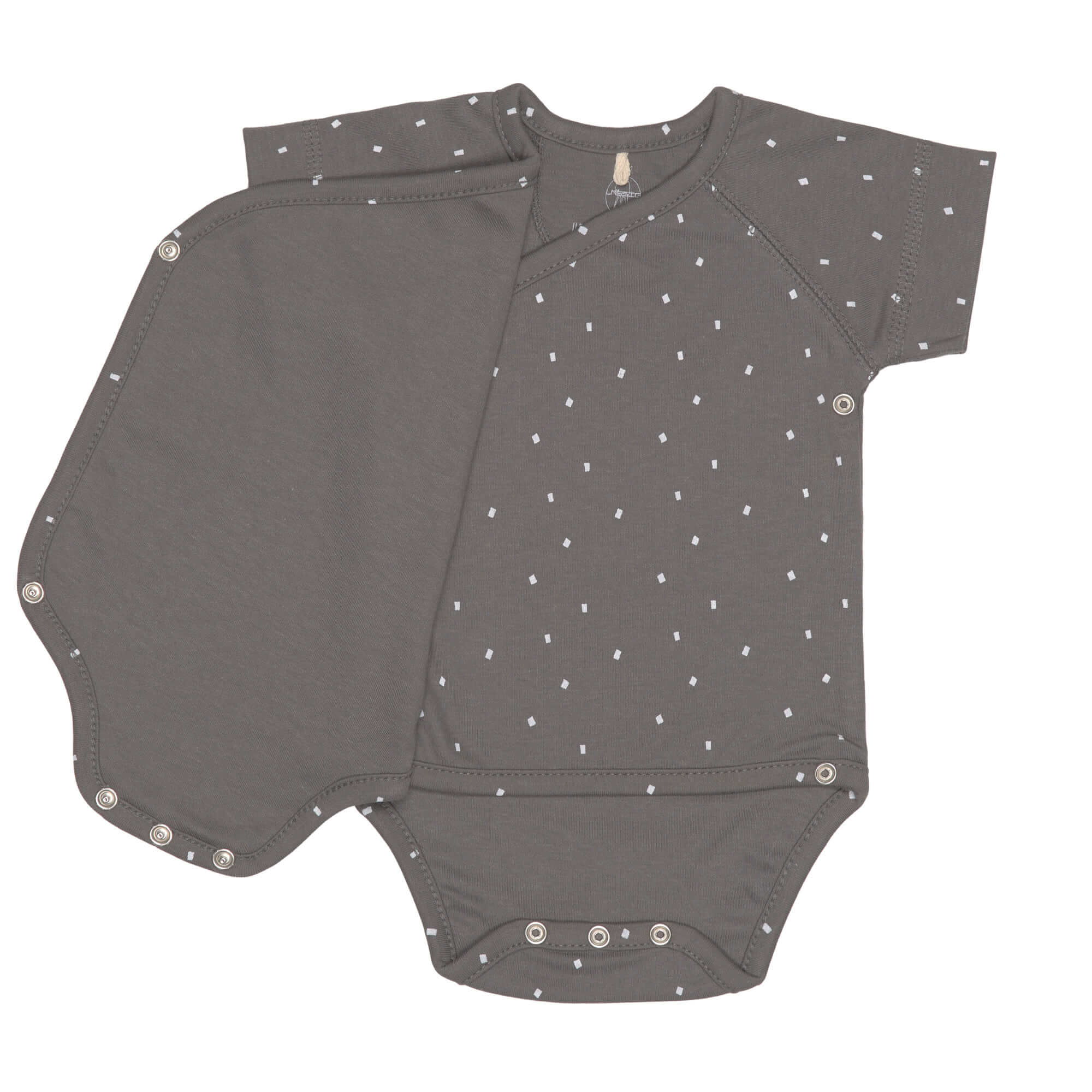 Baby Wickelbody kurzarm - Bio Baumwolle, Punkte, Anthrazit