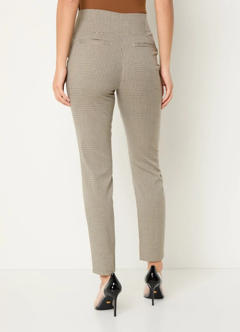 JOSH V Mieke high waist slim fit trousers with checked design