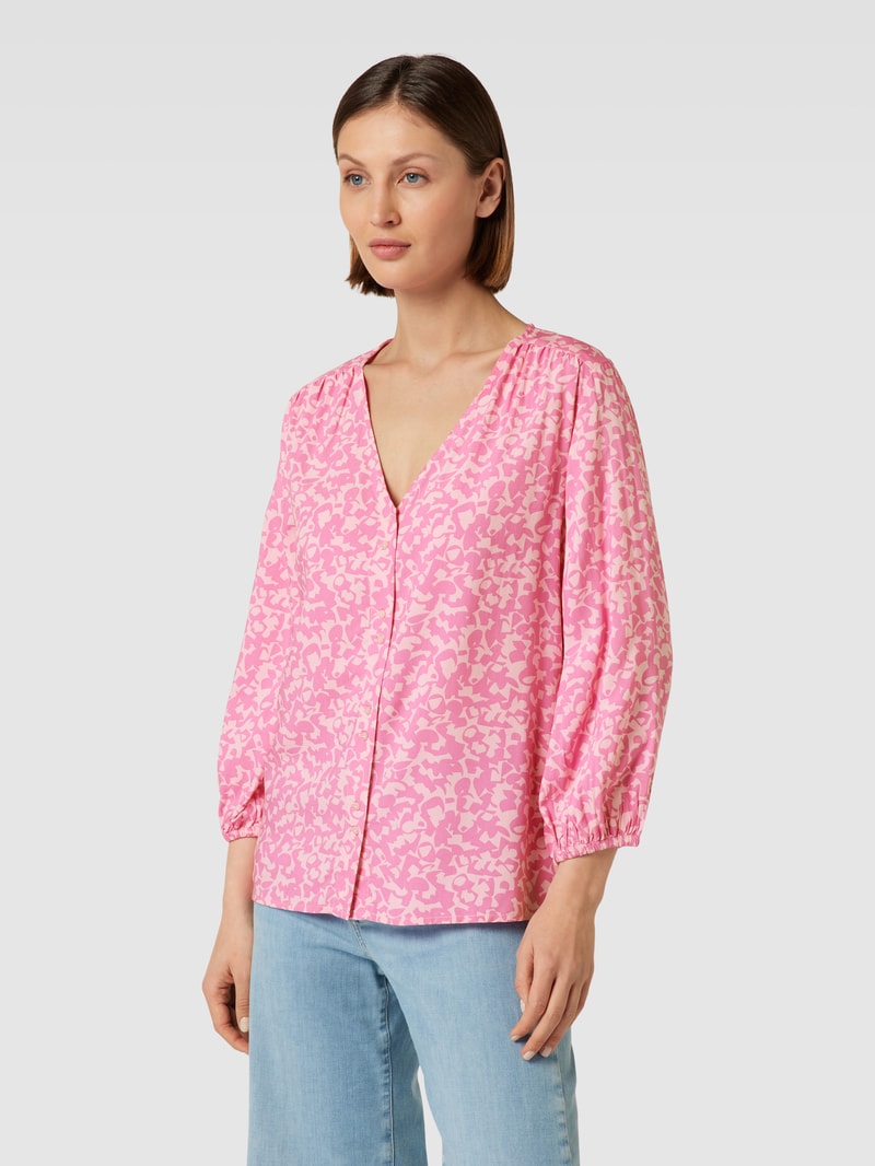 Bluse aus reiner Viskose mit Allover-Muster in pink