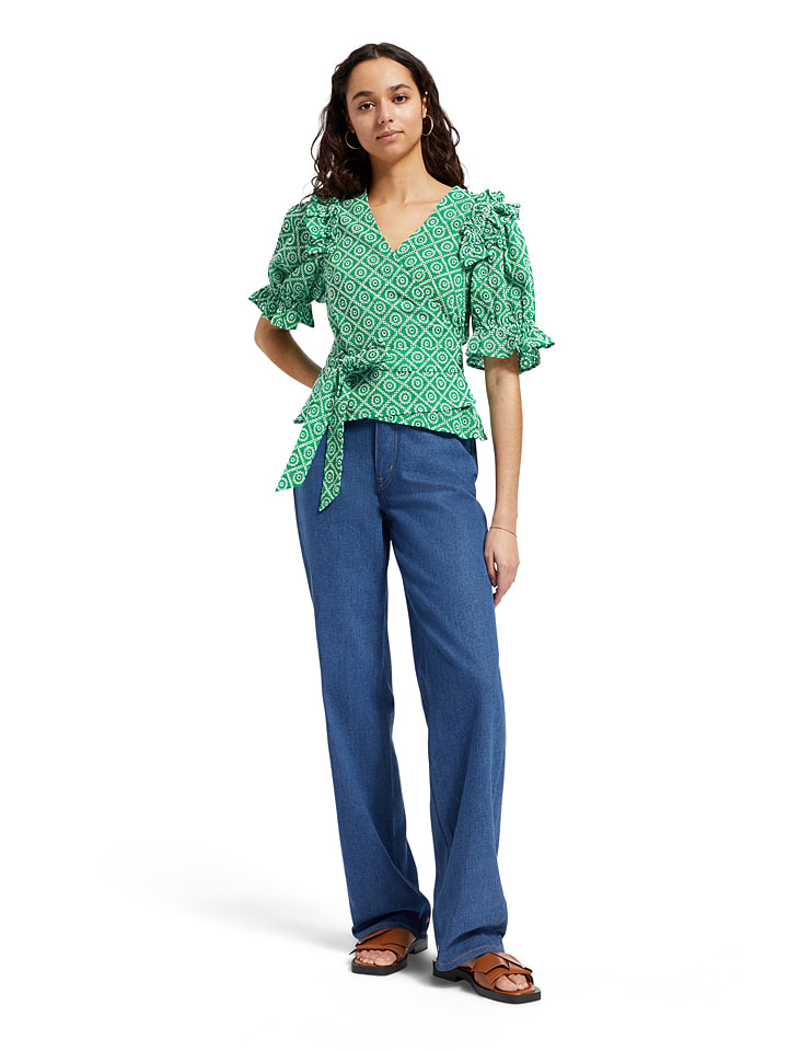 Scotch & Soda Bluse in Grün/ Weiß günstig kaufen