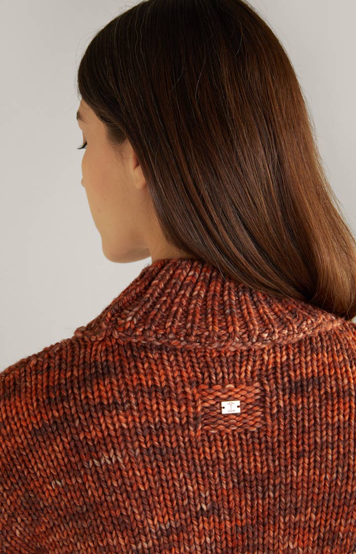 Schurwoll-Strickpullover Orange meliert
