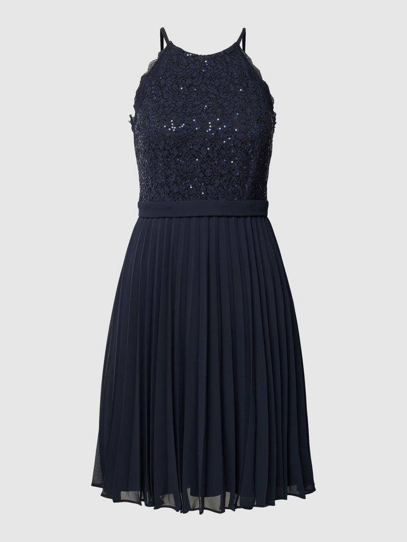 Cocktailkleid mit Plisseefalten in marineblau meliert