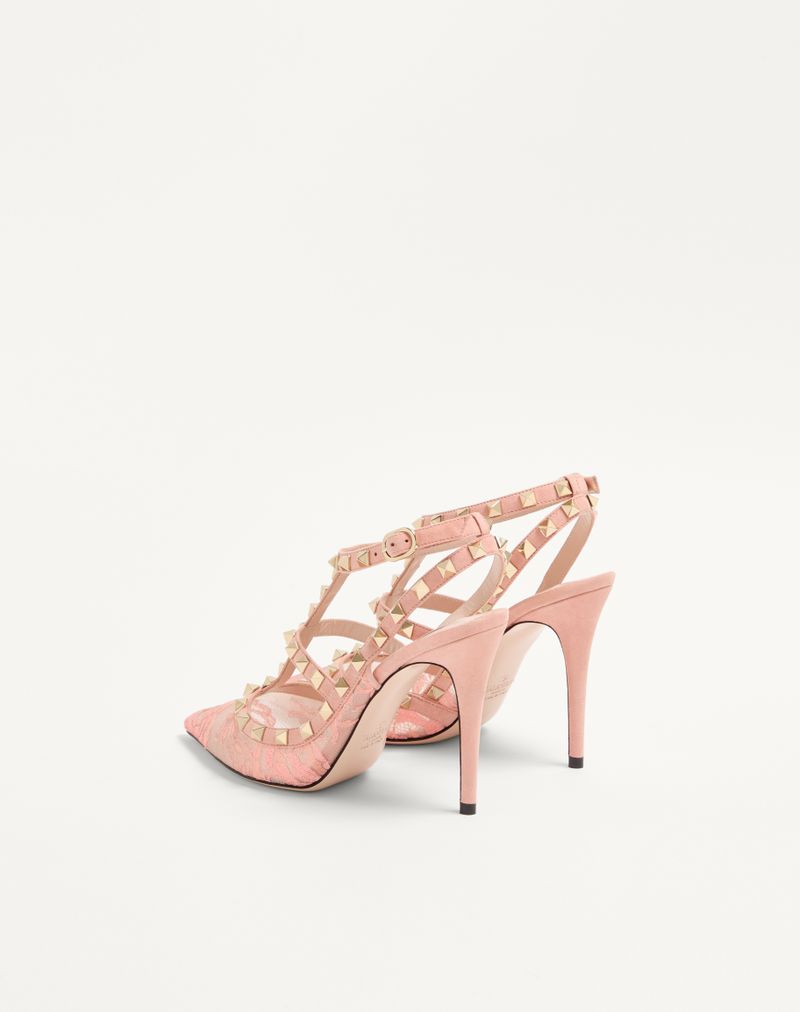 Rockstud pumps met veters en bandjes van 100 mm