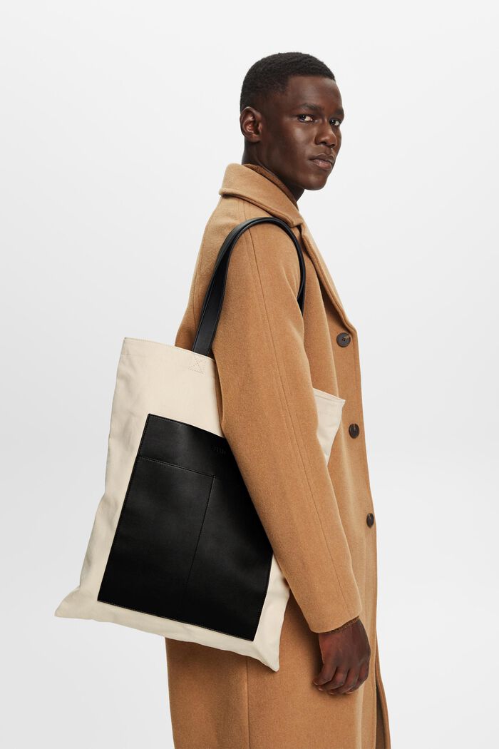 Tote aus Baumwollcanvas mit Details in Lederoptik