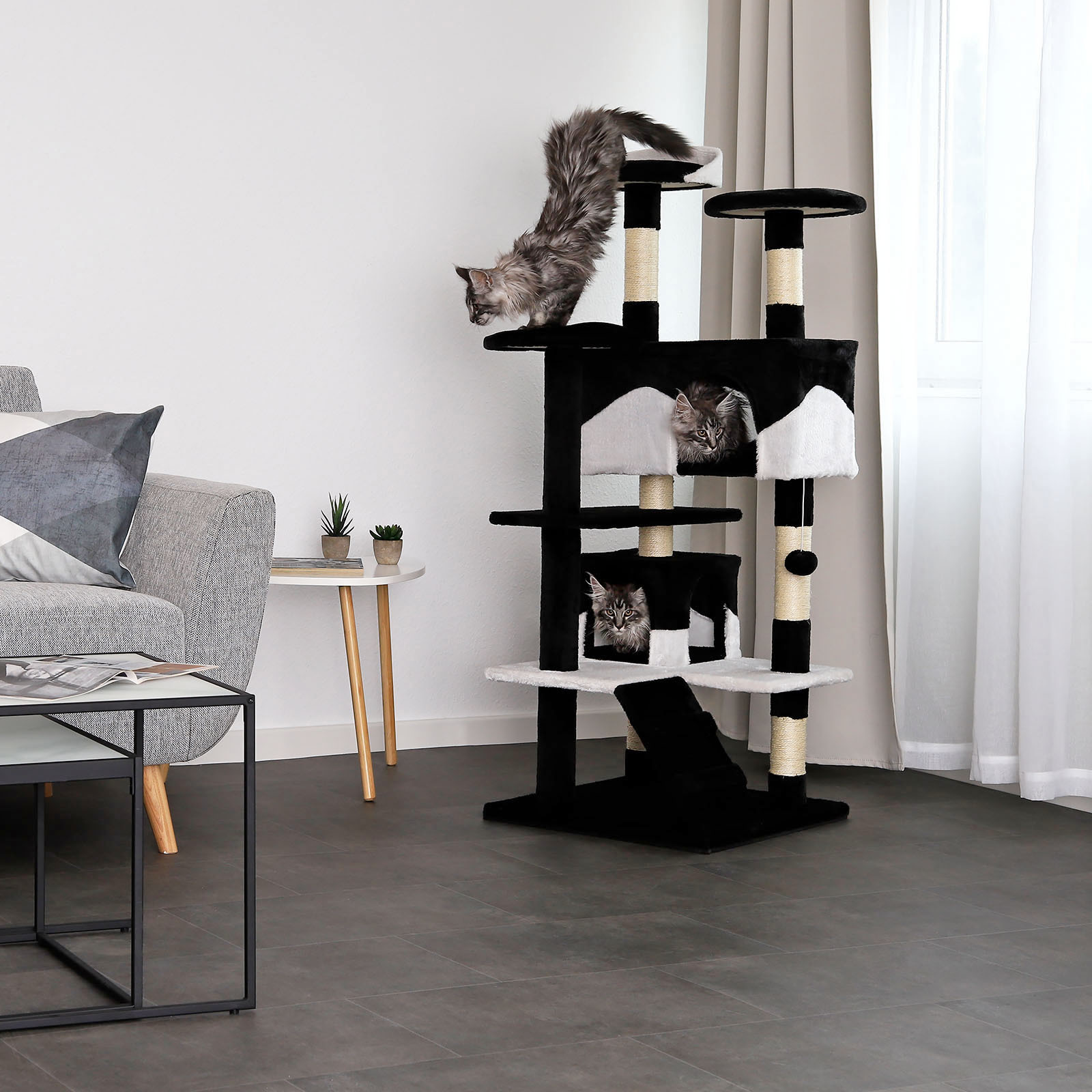 Lionto Kratzbäume Lionto Kratzbaum, Höhe 130 cm schwarz/ weiß