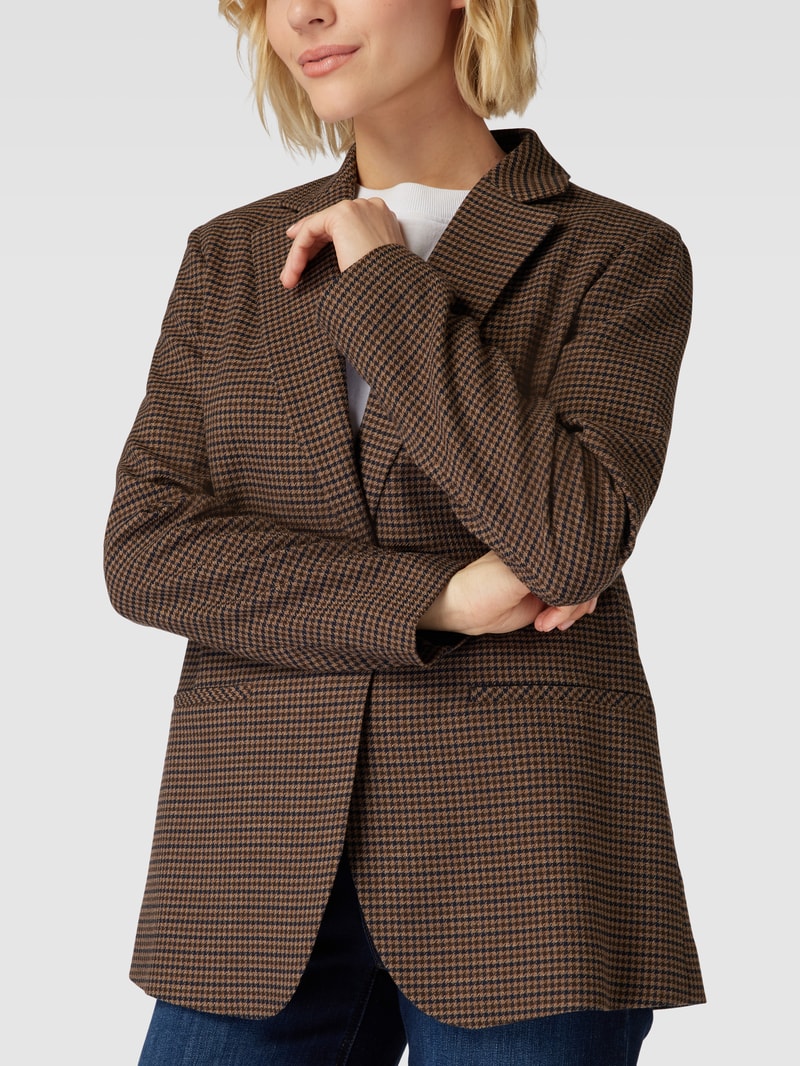 Blazer mit Viskose-Anteil und Paspeltaschen in schokobraun