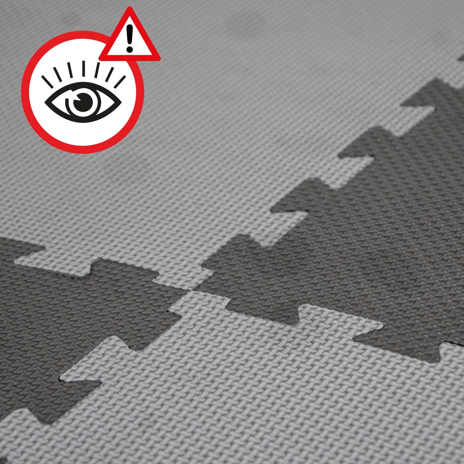 eyepower Fitnessmatte 2 cm Dick: 1m² Bodenschutz Fitnessmatte 50 x 50 cm, 4 Sportmatten Optische Mängel