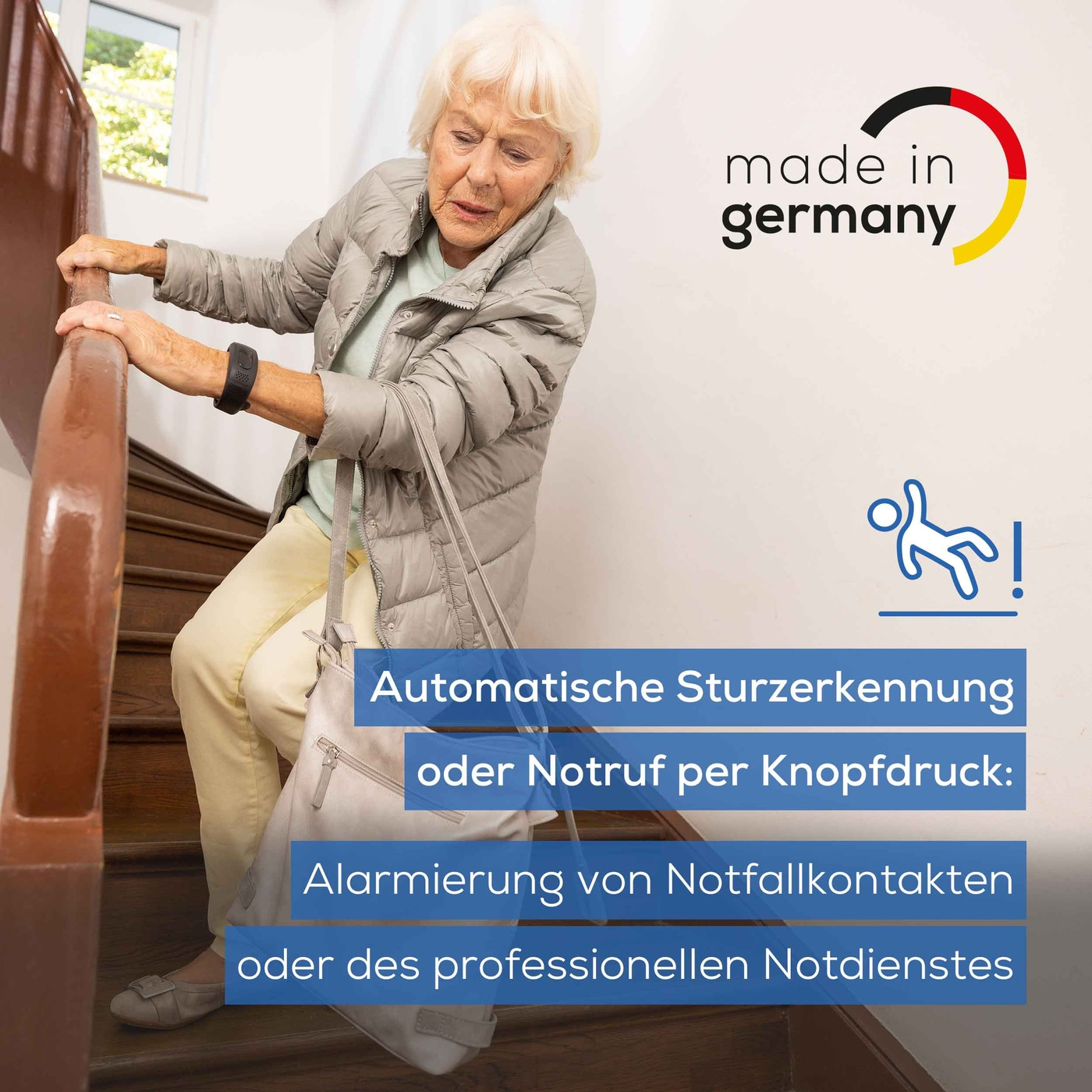 Beurer Notfallarmband EC 70 SafePlus-Automatische Sturzerkennung mit Notruffunktion für schnelle Hilfe im Notfall