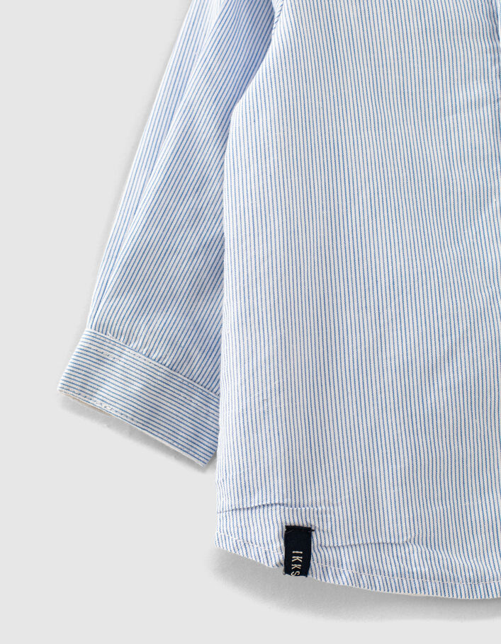 Chemise réversible blanc bleu rayé coton bio bébé garçon
