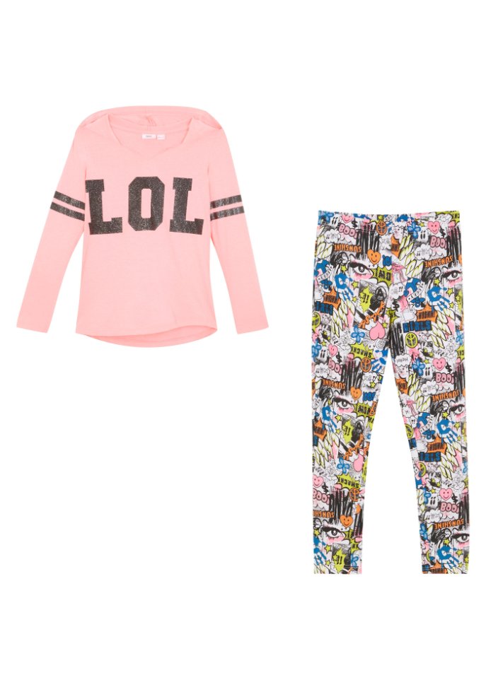 Mädchen Kapuzenshirt + Leggings (2-tlg. Set)