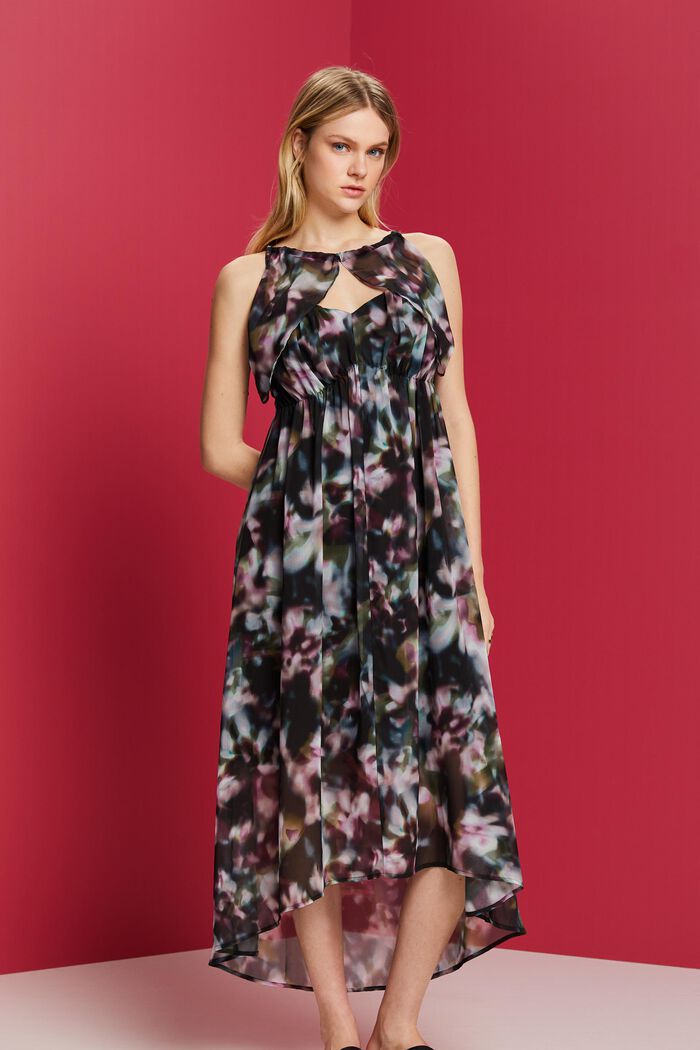 Recycelt: Midikleid aus gemustertem Chiffon