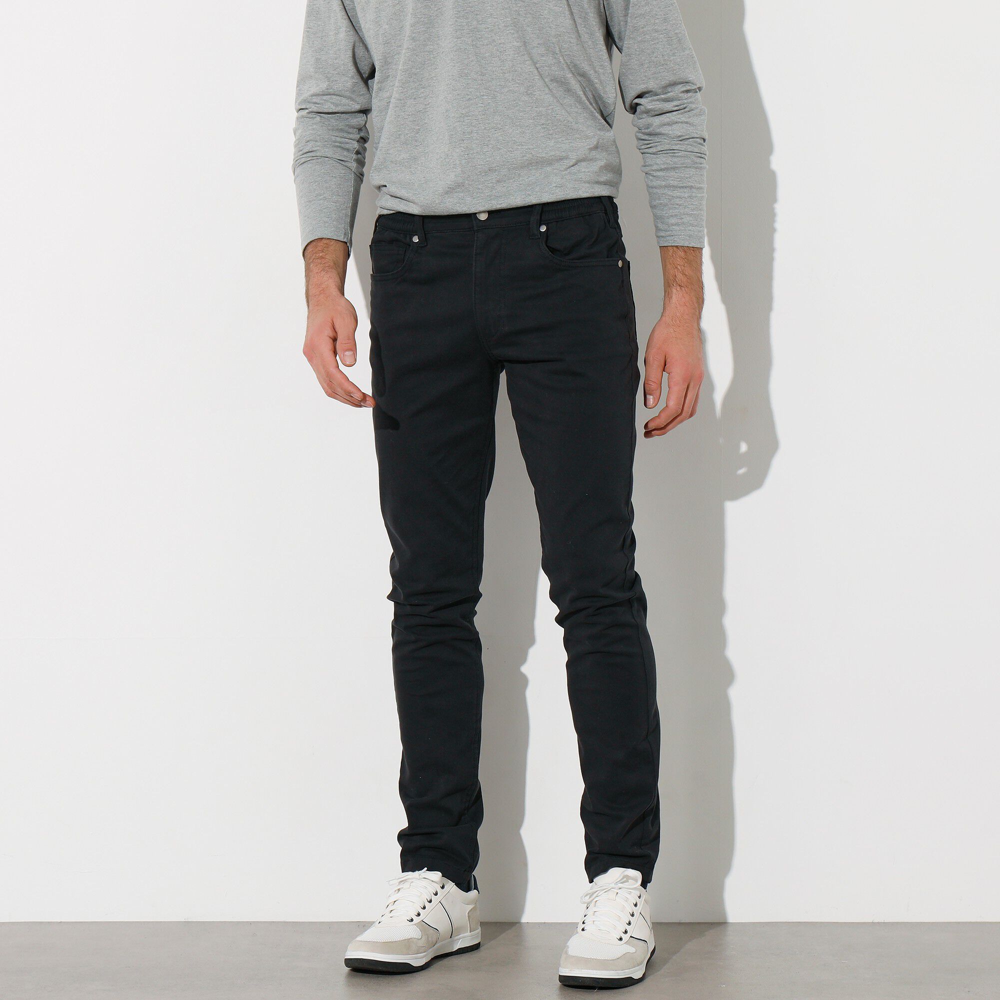 Pantalon droit 5 poches twill coton extensible