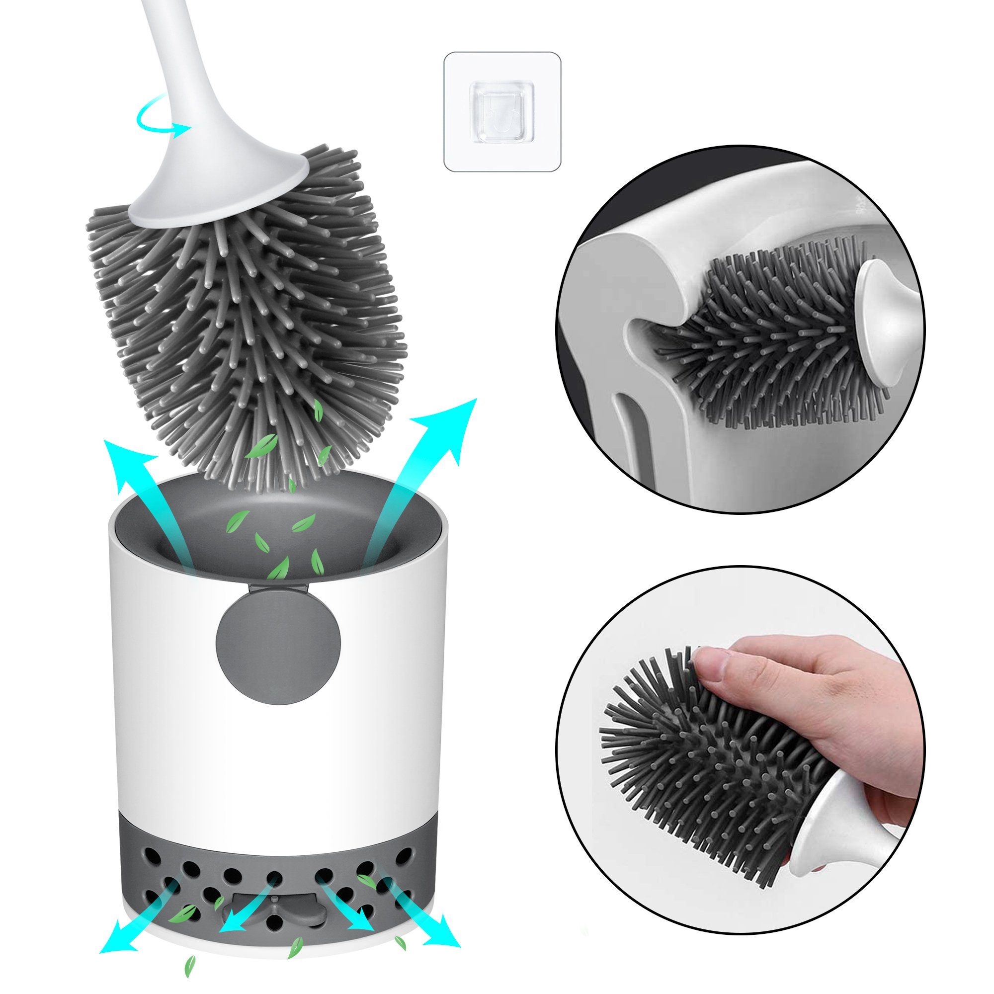 Homewit WC-Reinigungsbürste WC Bürste Toilettenbürste aus Silikon Klobürste mit Halter Set, für Badezimmer oder Gäste-WC, (Set, 1-tlg., Premium Klobürste), mit Antibakteriell ohne Bohren Klobürstenhalter