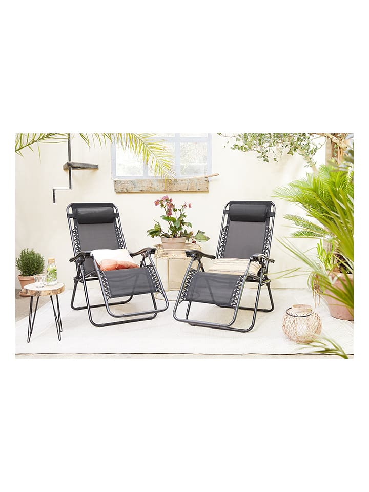 Lifa Living 2er-Set: Gartenliegen in Schwarz - (L)110 x (B)65 cm günstig kaufen onesize