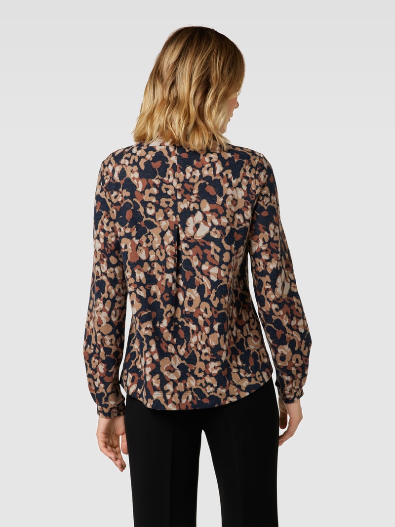Sweatshirt mit Allover-Muster und Reißverschlusstaschen in camel