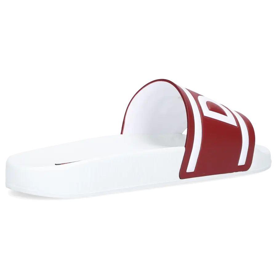 Dolce & Gabbana - Sandalen Gummi Kalbsleder Logo bordeaux weiß - weiß