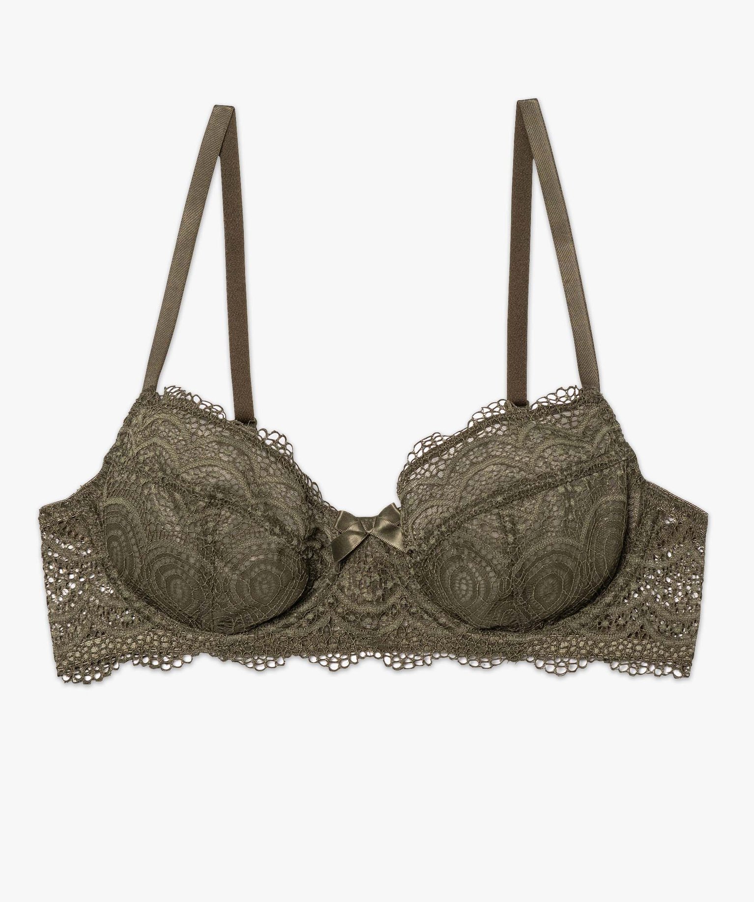 Soutien-gorge forme corbeille en dentelle femme kaki | GEMO