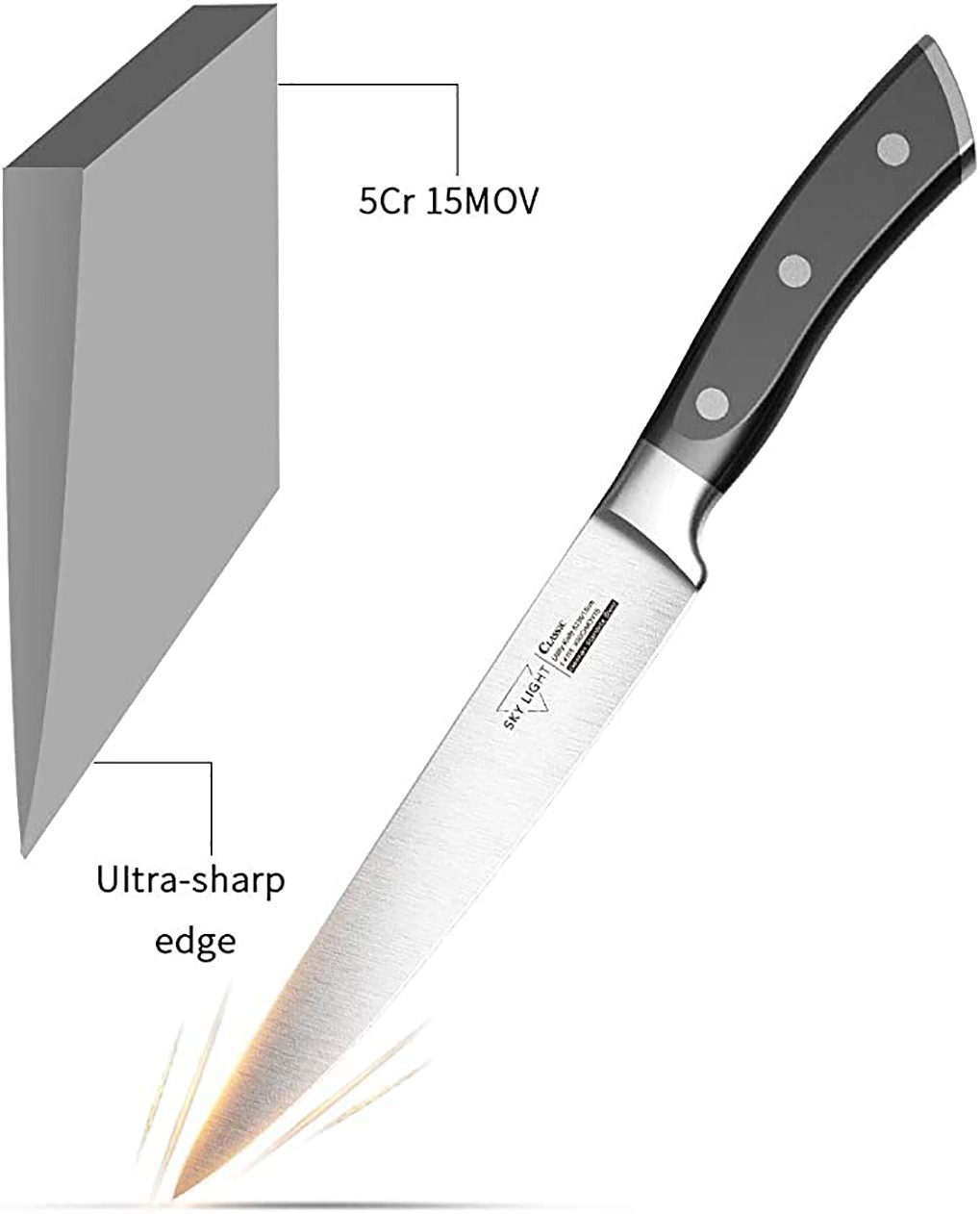 Diyarts Allzweckmesser, Küchenmesser ergonomischen Griff, rutschfest, deutscher Edelstahl