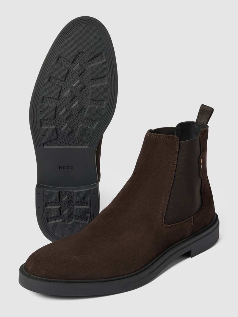 Chelsea Boots mit Label-Details Modell 'Calev' in dunkelbraun