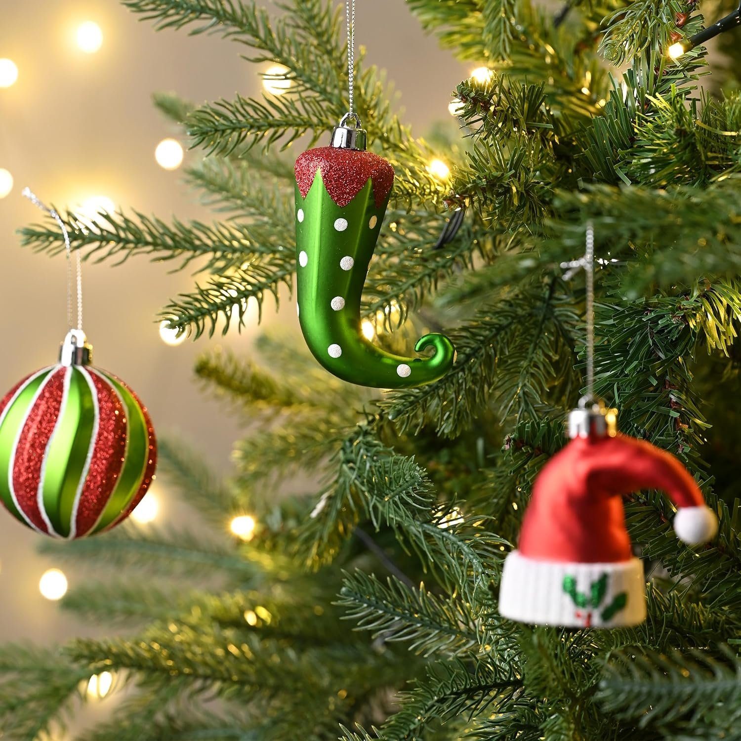 DOPWii Christbaumschmuck 70 Stück Weihnachtsdekoration, Paprika, Sterne, Äpfel, Tomaten