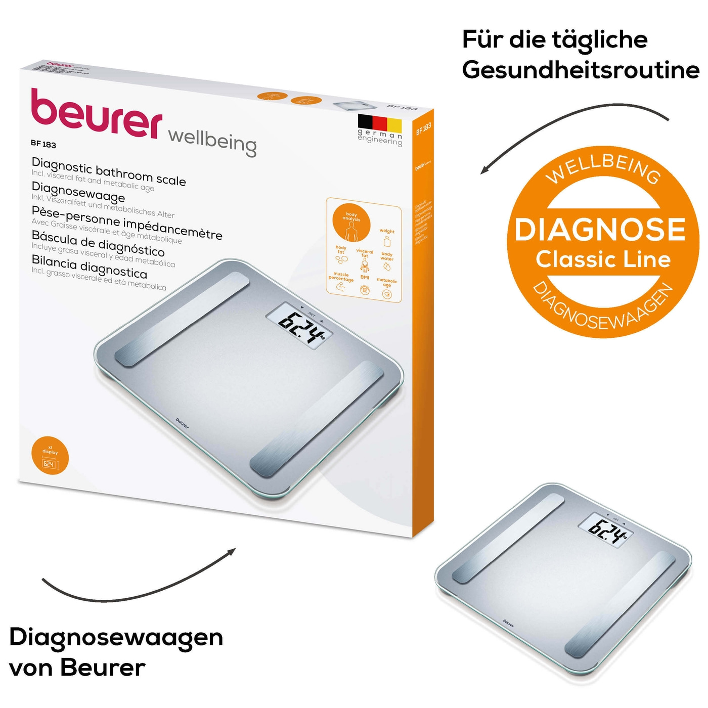 Beurer BF 183 Diagnosewaage-Diagnosewaage mit extra großen Anzeige