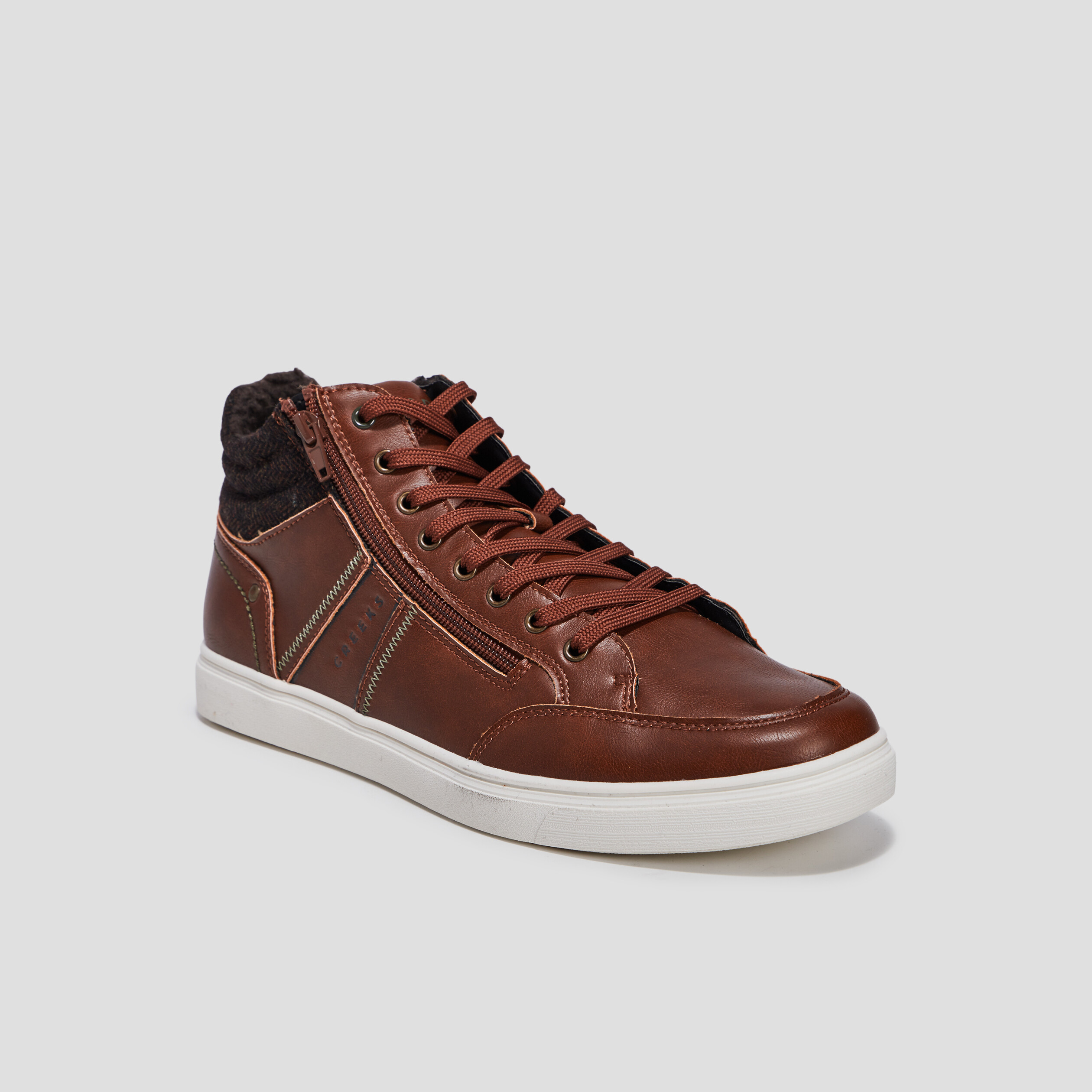 Baskets montantes à lacets marron cognac homme | La Halle
