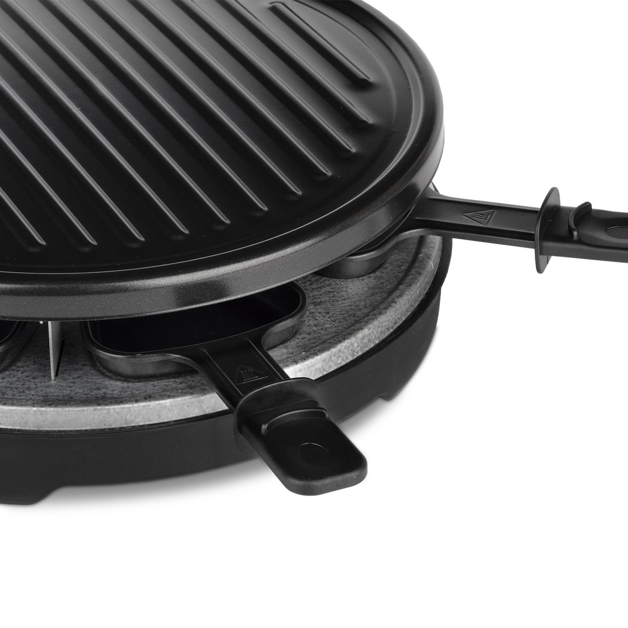 Weasy Wëasy Raclette Gerät und Grill LUGA40, 6 Personen, Antihaftbeschictung, 900 W, rund Edelstahl, schwarz