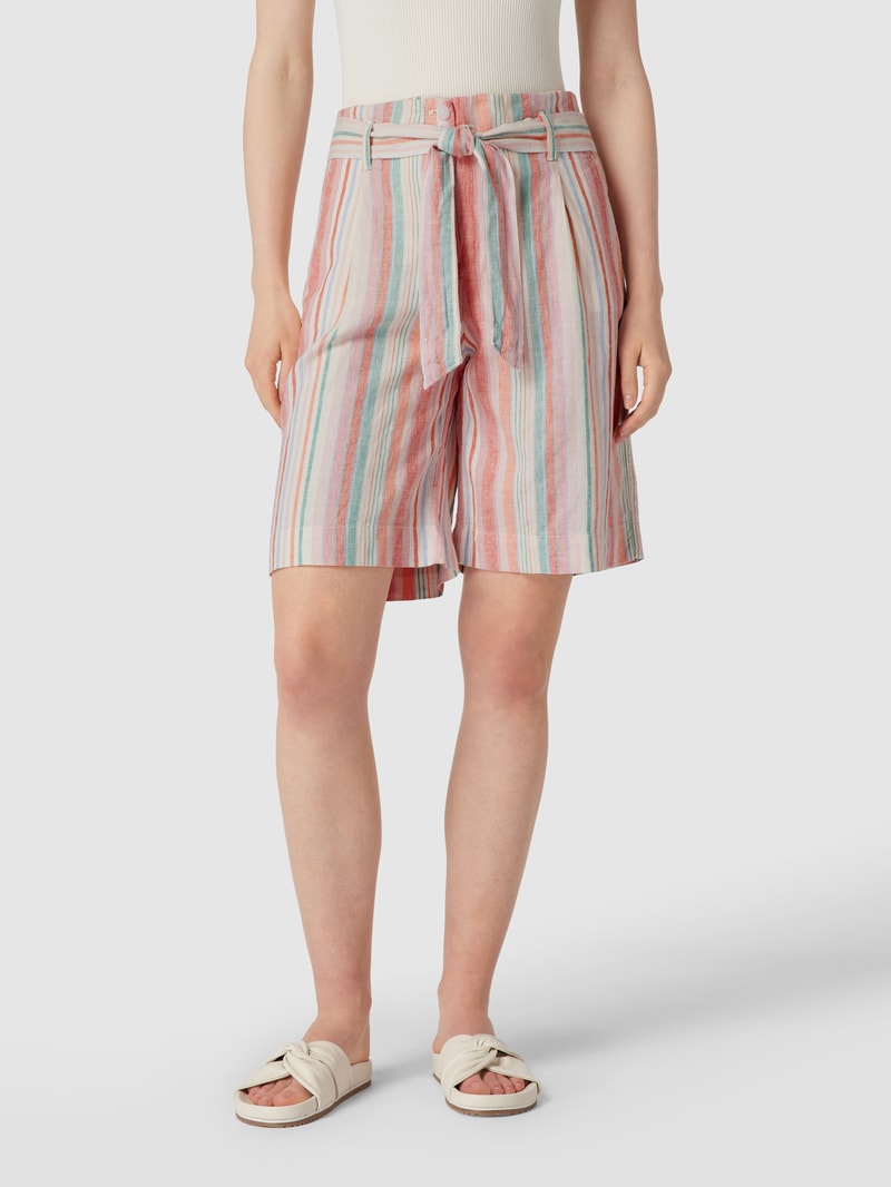 Leinenshorts mit Streifenmuster in offwhite