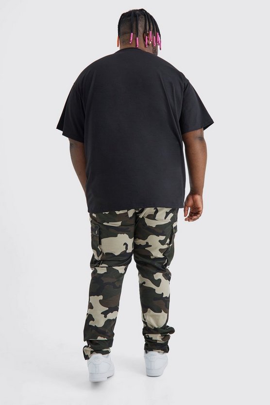 Plus Skinny Camouflage Cargo-Hose mit Druckknöpfen