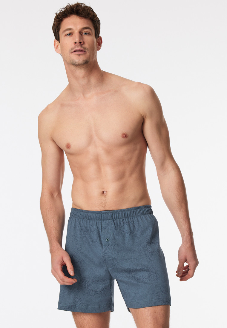 Boxershorts Interlock Paisley nachtblau - Fine Interlock