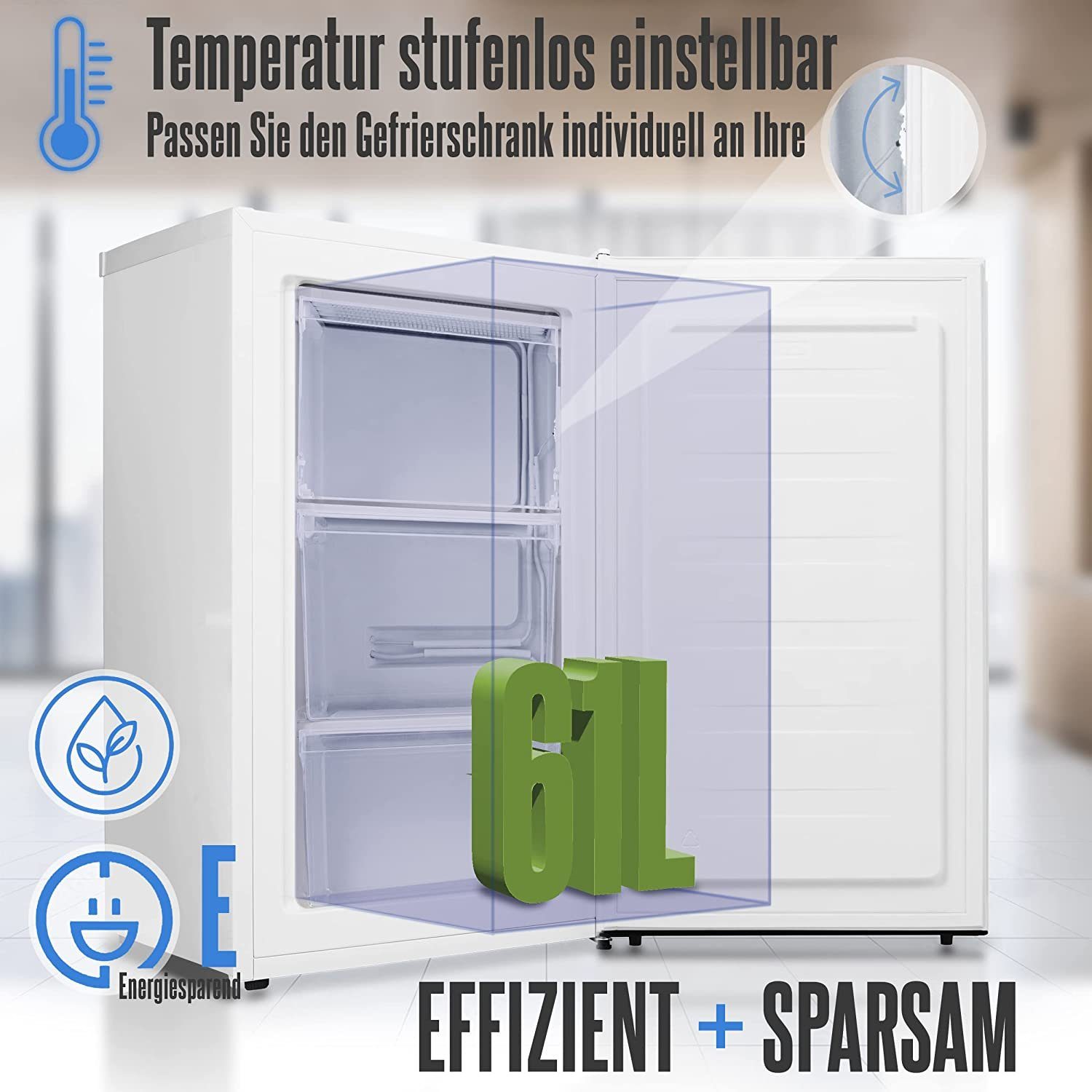Heinrich´s Gefrierschrank HGS 4089 W, 84.2 cm hoch, 47.5 cm breit, Freezer, 3x Gefrierschublade, 85 Liter, Temperatur:-18°C~-38°C, weiß