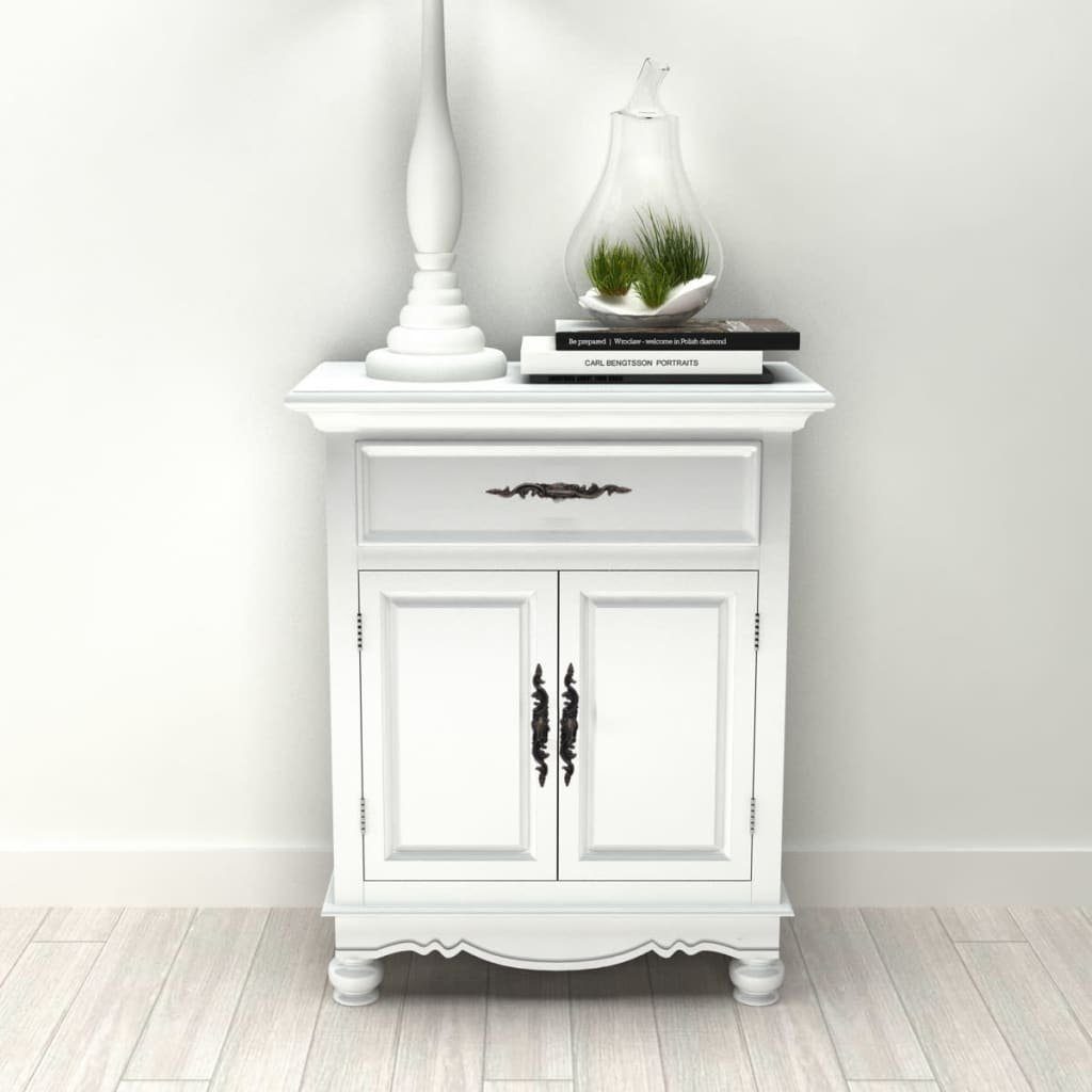 vidaXL Sideboard Holzschränkchen mit 2 Türen 1 Schublade Weiß (1 St)