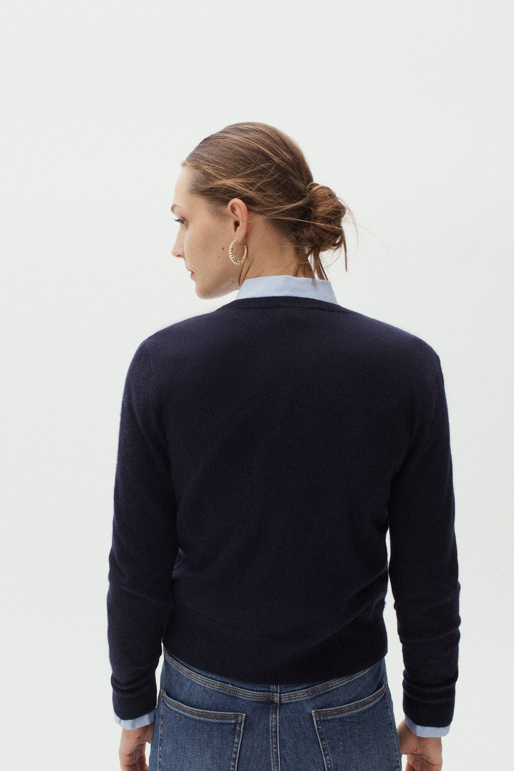 gilet caroline 100% cachemire bleu marine femme