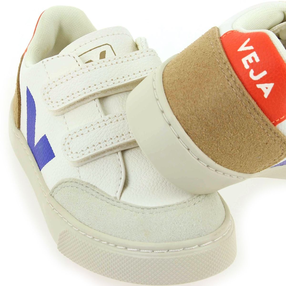 Veja  SMALL V12 VELCRO H23 - Blanc Bleu