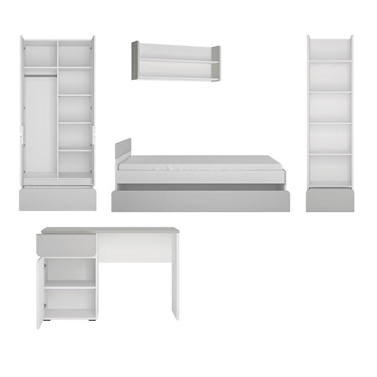 Jugendzimmer-Set Albi komplett 5-teilig grifflos