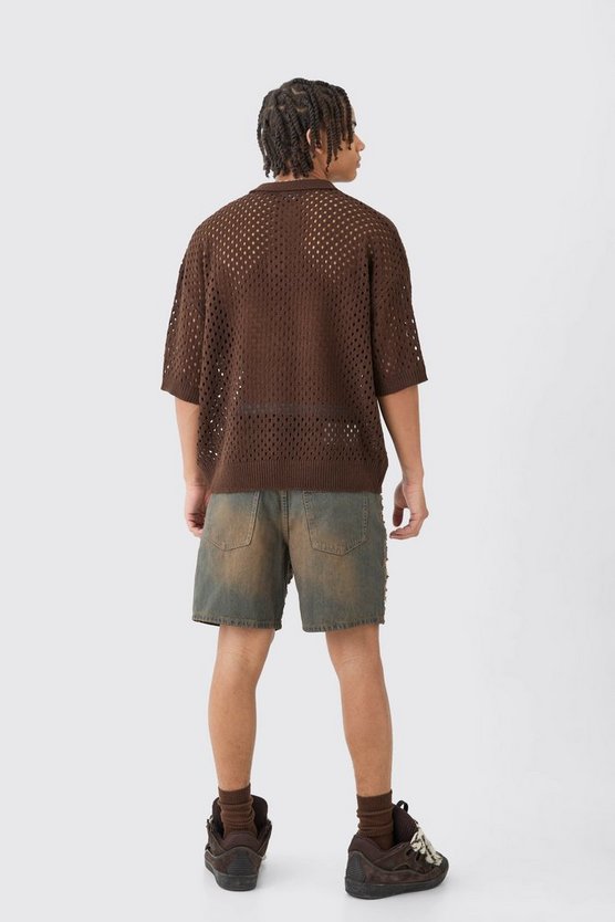Lockere Jeansshorts mit Rissen