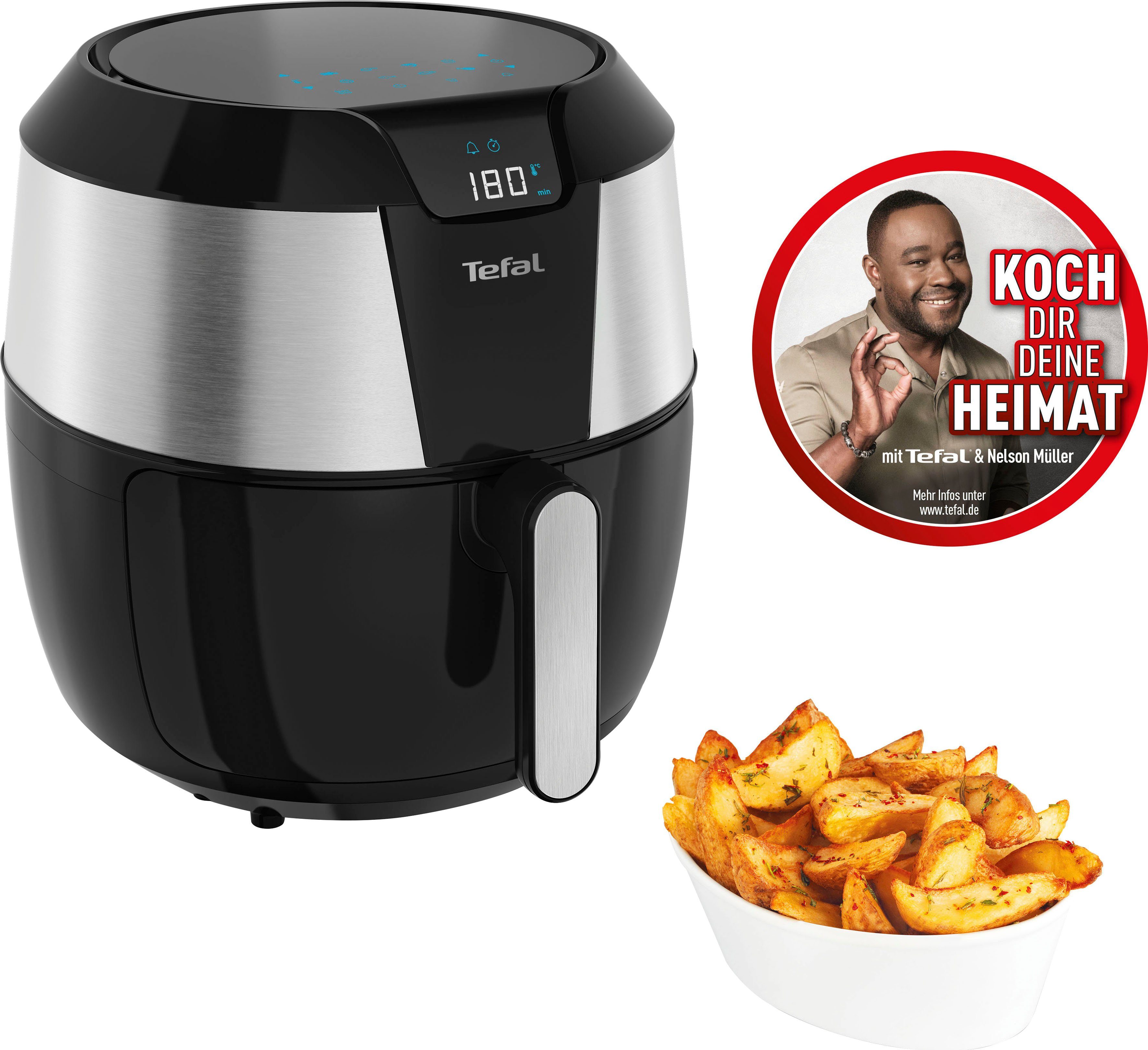 Tefal Heißluftfritteuse EY701D.HERO Easy Fry XXL mit Zubehör-Set, 1850 W, Fassungsvermögen 1,6 kg, Timer, 8 automatische Menüs