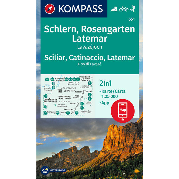 KOMPASS WANDERKARTE 651 SCHLERN, ROSENGARTEN, SCILIAR