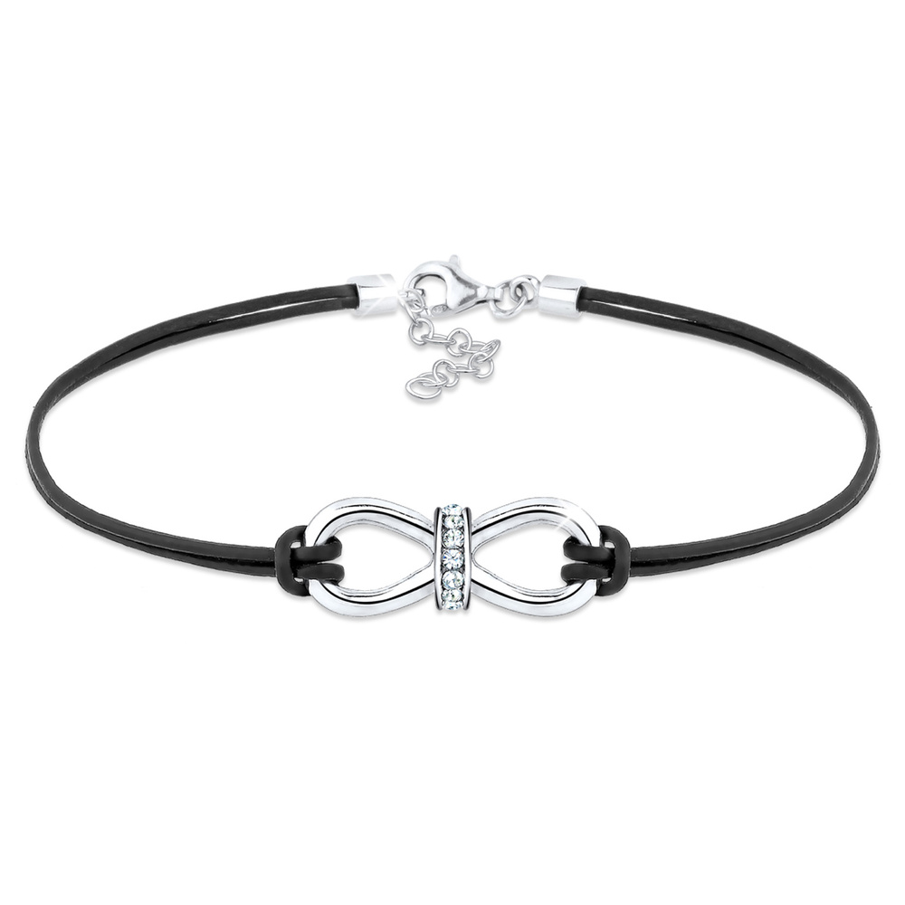 Elli Elli Bracelet Leder Infinity Kristalle Silber Bracelet
