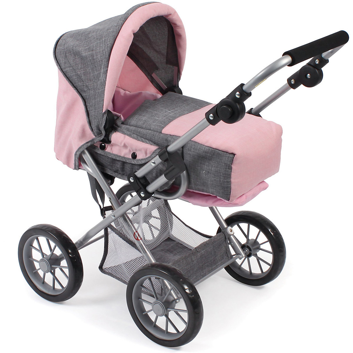 Kombi-Puppenwagen LENI, Melange grau-rosa