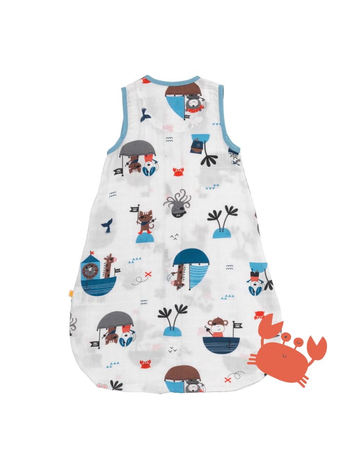 Schlummersack Musselin Babyschlafsack, 0.5 TOG in Hellblau-Rot günstig kaufen