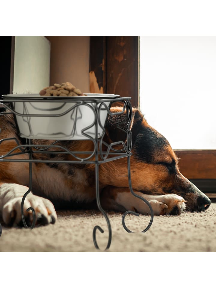 relaxdays Hundenapf in Schwarz/ Silber - (B)26 x (H)26 x (T)26 cm günstig kaufen onesize