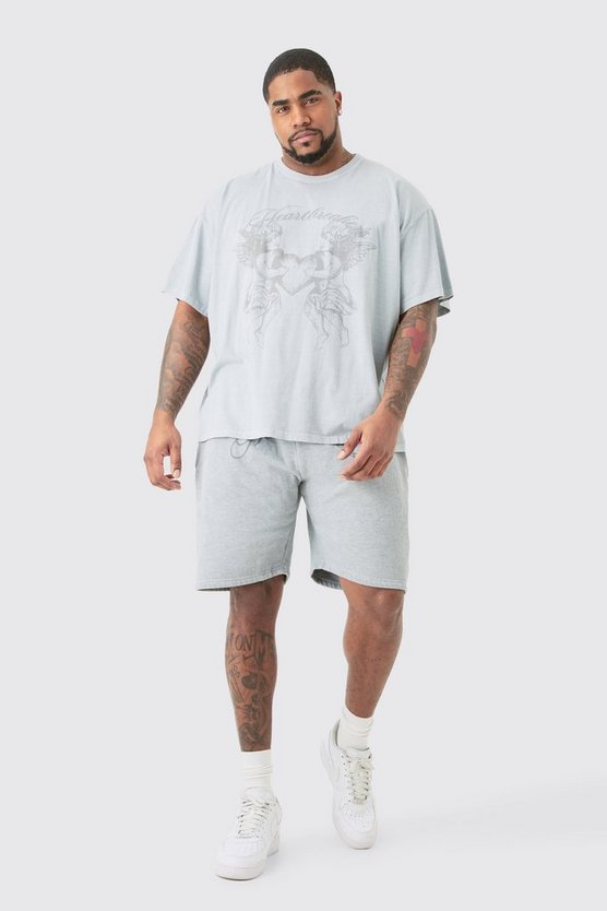 Plus Oversize T-Shirt mit Heart Breaker Print