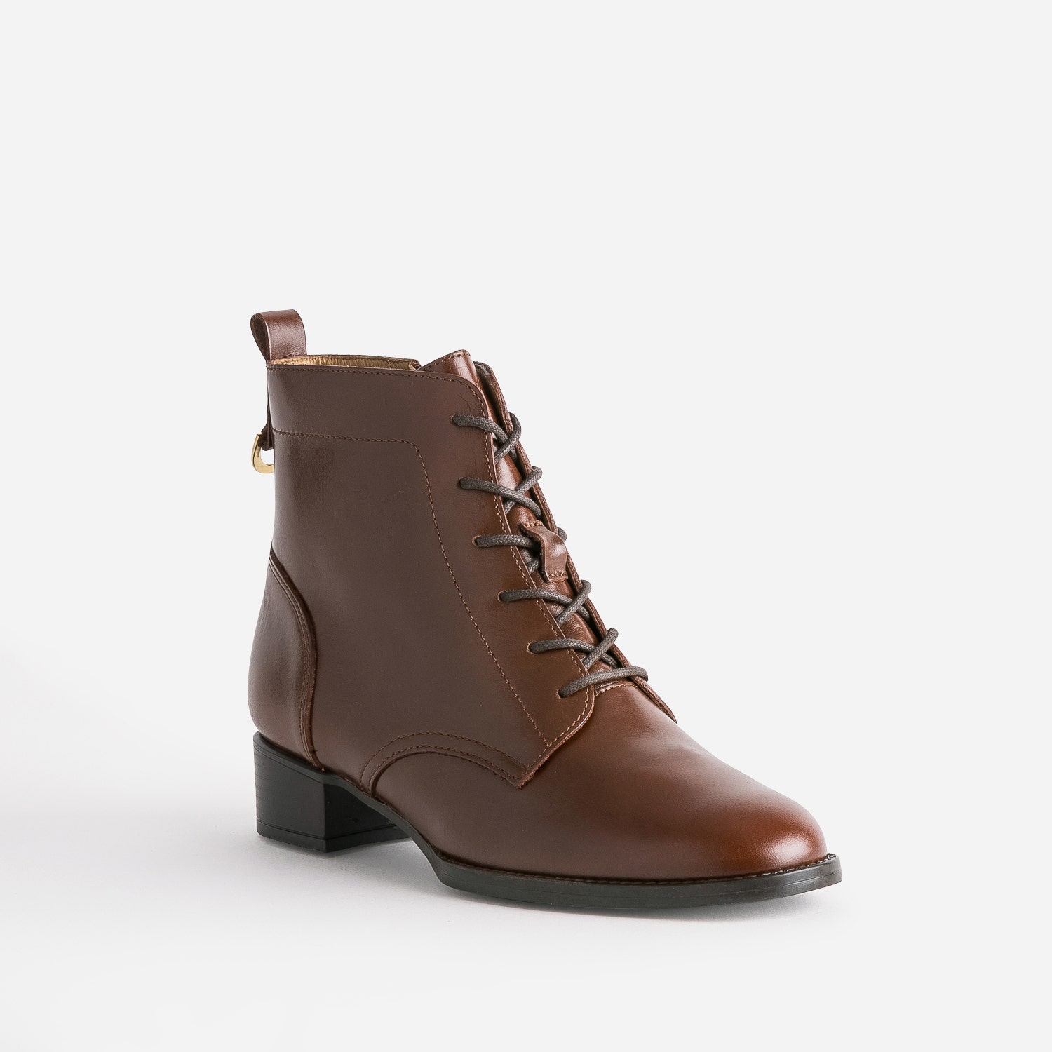 Bottine à lacet ERAM FLEX cognac en cuir