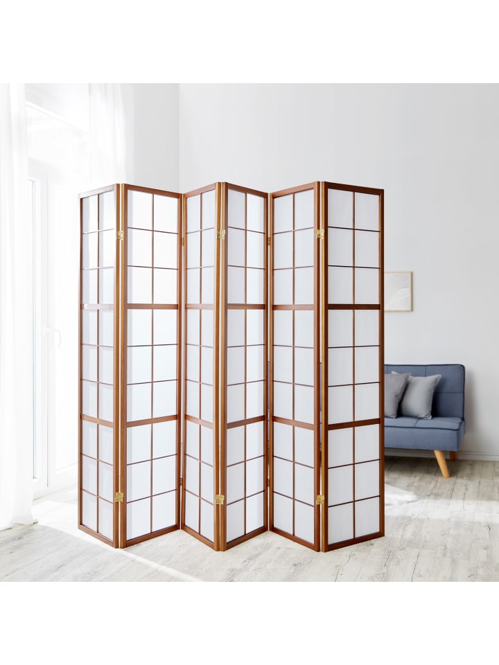 Homestyle4u 6-tlg. Paravent Shoji in Braun 264x175 cm günstig kaufen onesize