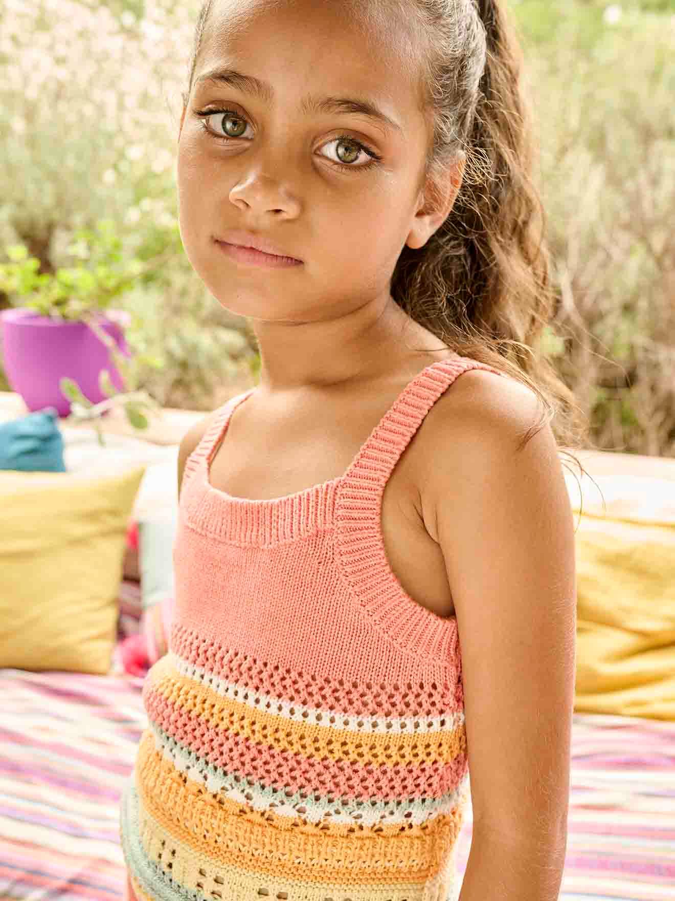 Vertbaudet Gehäkeltes Mädchen-Set: Top & Shorts - pfirsich