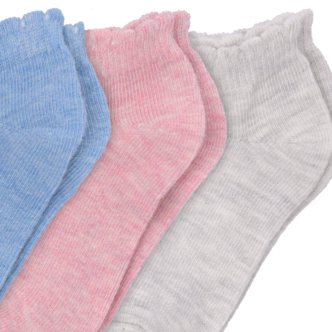3 Paar Baby Sneaker-Socken mit Wellenbündchen