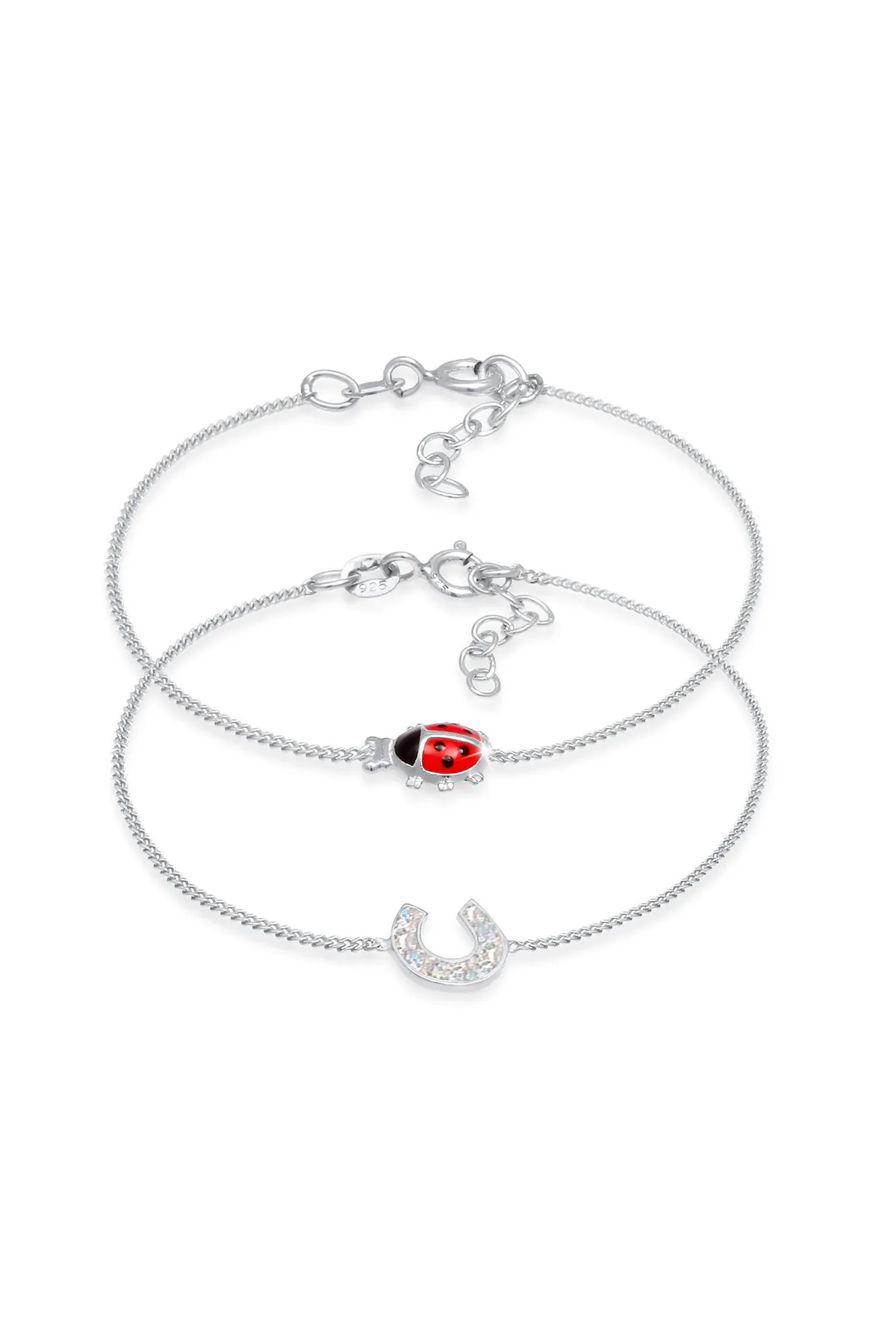 ELLI  Armband Kinder Marienkäfer Hufeisen 2er Set 925 Silber