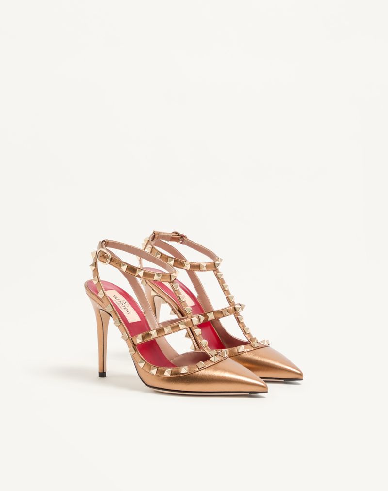 Rockstud Décolleté i 100 mm lamineret nappa