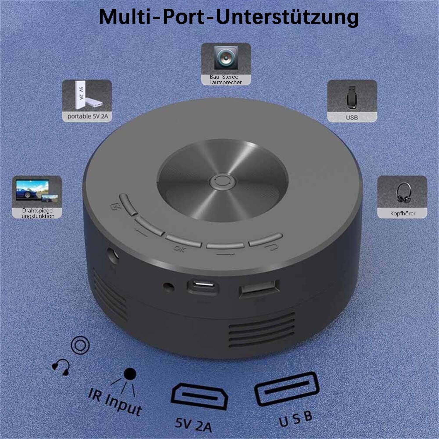 Yoyaxi Mini-Projektor LED HD 1080P Heimkino Tragbares Heimkino Portabler Projektor (Klein und tragbar, geringe Größe, leicht zu transportieren)